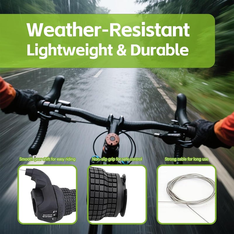 Tailcle RS25-3X6 Speed Bike Gear Shifter, Bicycle Revoshift Right SL-RS25-3X6 Shift Lever Bicycle Twist Grip Thumb Gear Shifter for MTB Mountain Bike (RS25-3X6 Speed Bike Shifter) - Image 3